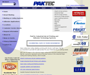 industrialinkjets.com: Pak-Tec Industrial Coding and Marking Solutions Provider
PakTec sells and distributes industrial coding and marking solutions for manufacturers needing to label, mark or code products for idendification. Our product line includes the top names in the coding and marking business.