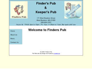 keeperspub.com: Finders/Keeper Pub
A locate pub in West Boylston