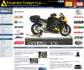 twistingthrottle.org: TwistedThrottle.com
Twisted Throttle LLC. - Sport and Adventure Touring Equipment - North American importer and distributor for SW-Motech, MRA Windscreens, Bags-Connection Electric Tankbags, Barkbusters Hand Guards, Kaoko Throttle Locks, Denali LED headlights, Micatech luggage, Techmounts, dealer for GIVI USA, Gerbing Heated Clothing, and more! We offer the best selection of motorcycle hard luggage, windscreens, centerstands, and crashbars for metric bikes on the Internet!