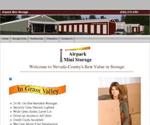 airparkselfstorage.com: Airpark Mini Storage
Low cost mini storage in Grass Valley, Nevada City, area