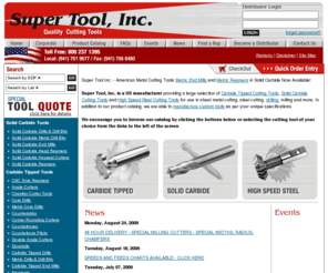 supertoolinc.com: Drill bits, End Mills, Reamers and other Carbide Tipped, Solid Carbide, High Speed Steel Cutting Tools from Super Tool
Super Tool manufactures cutting tools including carbide drill bits, end mills, reamers, milling cutters, slitting saws, saw blades, metric end mills, core drills in solid carbide, carbide tipped & high speed steel for steel cutting, non-ferrous, cast iron, aluminum, & other tooling applications.