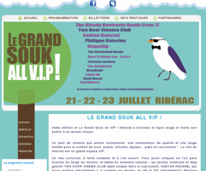 legrandsouk.com: Le Grand Souk All V.I.P !
Le site du festival du Grand Souk all VIP ! à Ribérac (Dordogne)