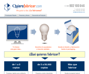 quierofabricar.com: Quiero Fabricar: prototipado rápido, preseries, fabricación y packaging
Fabricamos tu idea con menos costes y más rápido: prototipado rápido, preseries, fabricación, incluso diseño 3D y packaging. Elige qué necesitas: 1) Prototipos; 2) Pre-series y Fabricación; 3) Desarrollo de producto integral