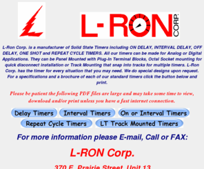 l-roncorp.com: L-Ron Corp.
L-Ron Corp. is a manufacturer of Solid State Timers