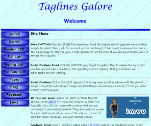 taglinesgalore.com: Taglines Galore
Taglines, taglines, and more taglines.  Over 440,000 taglines available for you to search