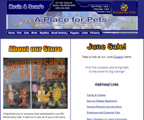 aplaceforpets.org: A Place for Pets
A Place for Pets is a full service pet store serving Burien and South King County.  We stock a complete supply of live animals, food and accessories