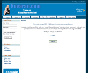 kuvaranmakemoneyonline.com: Home Page
Welcome to phpCOIN