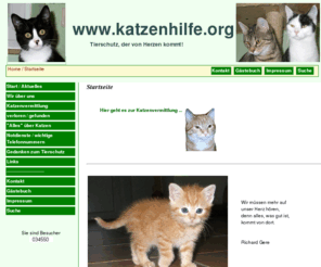 katzenhilfe.org: www.katzenhilfe.org - Tierschutz, der von Herzen kommt!
www.katzenhilfe.org - Startseite - Hilfe für Katzen in Not - Vermittlung von Katzen, Informationen über Haltung + Pflege sowie Krankheiten