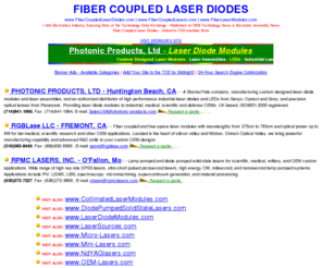fiberlasermodules.com: Fiber Coupled Laser Diodes - www.FiberCoupledLaserDiodes.com
Fiber Coupled Laser Diodes from the Technology Data Exchange - Linked to TDE member firms.