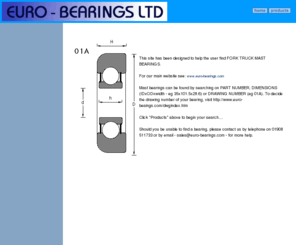 mastbearings.com: Euro-Bearings Ltd
SEARCHABLE DATABASE OF MAST BEARINGS FOR FORKLIFT TRUCKS. 