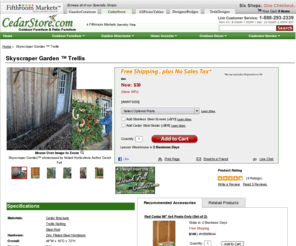 skyscrapergardening.com: Skyscraper Garden ™ Trellis
Buy a Skyscraper Garden ™ Trellis or other outdoor furniture online at CedarStore. See if this Skyscraper Garden ™ Trellis qualifies for free shipping.