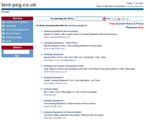 tent-peg.co.uk: camping equipment at tent-peg.co.uk, The UK camping equipment guide
The UK camping equipment guide. Read camping equipment news and articles