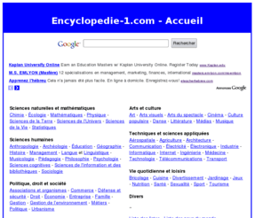 encyclopedie-1.com: Encyclopedie-1.com - l'encyclopdie gratuite francophone en ligne.
Encyclopedie et site de reference - plus de 47,000 articles!