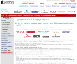 baggagerepair.com: Luggage Repair Services - Colorado Bag'n Baggage - Baggage Repairs
Colorado Bag'n Baggage has over 50 years of luggage repair experience. From broken handles and wheels to complete refinishing and re-stitching, we provide a quick, reliable, and professional baggage repair service.