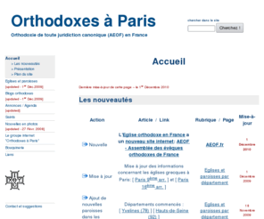 orthodoxesaparis.org: Orthodoxes-à-Paris ! orthodoxie de toute juridiction canonique (AEOF - Eglise orthodoxe en France) en France, à Paris et en Ile de France
Un site des orthodoxes de toute juridiction canonique en France. Propose: répertoire des églises et paroisses orthodoxes à Paris et en France, calendrier-agenda des manifestations de l'orthodoxie locale (dynamique), saints de l'Eglise locale et universelle, nouvelles (albums de photos), présentation du groupe internet 'Orthodoxes à Paris', projets du groupe, bouquinerie orthodoxe, séléction de liens.