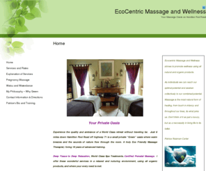 hamiltonpoolmassage.com: Eco Centric Massage and Wellness Center,  Hamilton Pool Road, Patrice Roisman Carter, Private green certified therapist,
Ecocentric Massage and Wellness is a green local massage practice located in a private setting. A natural way to find relief form stress, back pain, muscle pain or just to relax. Enjoy nurturing treats after your massage or a glass of wine. No rushing here