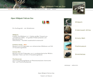 alpen-wildpark.com: Alpen Wildpark Feld am See, Kärnten, Österreich. Tierpark und Museum.
Wildpark Feld am See - Ein Ausflugsziel, vier Attraktionen. Tierpark mit Streichelzoo, Museum.