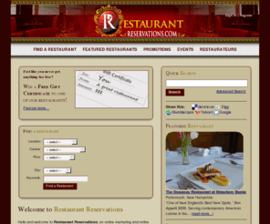 reservationristoranti.com: RestaurantReservations.com: Online Restaurant Reservations and Restaurant Open Tables
Real time online reservation network for restaurants throughout the United States and Canada.