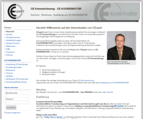 cexpert.de: CE-Kennzeichnung Seminar :: CExpert
CExpert bildet Verantwortliche als CE-KOORDINATOR aus. Der CE-KOORDINATOR ist Ihre Absicherung für eine rechtskonforme CE-Kennzeichnung auf Ihren Produkten. Das umfangreiche Wissen des CE-KOORDINATORs gewährleistet die gesetzlichen Anforderungen an die CE-Kennzeichnung.