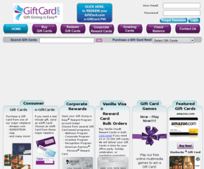 1-800-giftcards.com: Gift Cards | GiftCard.com | 1-800-GIFT CARD &reg | Visa Gift Cards | Corporate Reward Cards | e-Gift Cards | Wellness Gift Cards
GiftCard.com, 1-800-GIFT CARD &reg provides American Express Reward Cards, Visa Gift Cards, Visa Reward Cards, retailer gift cards, corporate reward cards, e-Gift Cards and e-Gift Certificates for corporate incentives and custom wellness programs promoting good health for businesses. Gift Giving Is Easy &reg with GiftCard.com gift cards ... The Gift They Use The Way They Choose &reg.