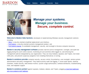 bardon.com: Bardon Data Systems: Computer Management and Security
Security, control, user oversight, browser monitor & desktop lockdown, computer security