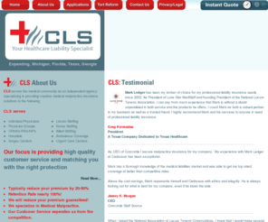 cadls.com: Physician Insurance,Doctor Insurance,Medical Malpractice Insurance,Locum insurance,CRNA Insurance,Nurse staffing insurance,Locum staffing Insurance
CLS Serves the Medical Community as an independent agency specializing in creative medical malpractice insurance solutions,Physician Insurance,Medical malpractice insurance,Doctor Insurance,CRNA Insurance,Locum staffing Insurance,Nurse Staffing Insurance,Locum insurance, Company Located in USA.