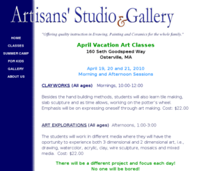 artisansstudio.org: Artisans' Studio
Art classes for kids and adults in drawing, painting, and ceramics.