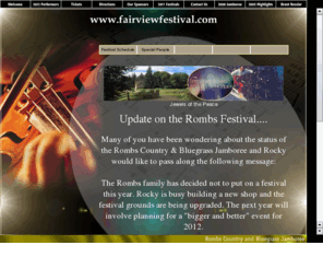 fairviewfestival.com: Jamboree
Bluegrass music -  country music - large camping area
kids activities - parking lot picking - fireworks - concessions
open stage