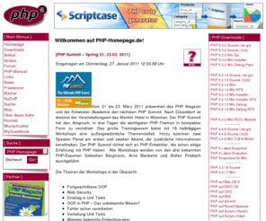 php-homepage.de: PHP-Homepage
PHP Homepage ist eine Homepage, bei der sich alles um die Scriptsprache PHP und die Datenbank MySQL dreht. Außerdem die Heimat von 
MyGuestbook, einem Gästebuch für PHP und MySQL. Kostenlose bzw. Open Source Scripts. Von Mark Kronsbein.