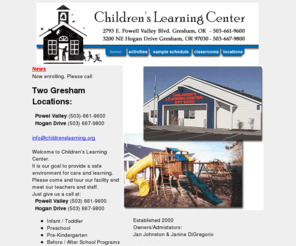 childrenslearning.org: Oregon Child Care and Learning ~ Children's Learning Center
Our Goal is to provide a safe environment of care and learning for your children.