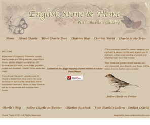 englishstoneandhome.com: Charlie Taylors English Stone & Home
 Iron work, bespoke stone furniture, marble, granite, painted furniture, textiles, home accessories and hand painting service, we can paint your existing furniture to give it a new lease of life.