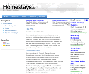 homestays.de: homestays by interconnections homestay
Sie suchen einen Homestay Aufenthalt, oder Sie wollen jemanden als Homestay aufnehmen? Homestays.de by interconnections ist die richtige Adresse für Sie. Wir vermitteln Auslandsaufenthalte weltweit.