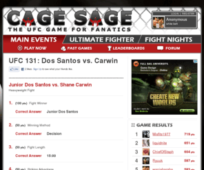 cagesage.com: The UFC Game For Fanatics | CageSage.com
Are you a UFC fanatic?  Prove it by playing the ultimate UFC prediction game, Cage Sage.