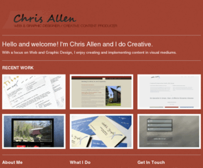 chrisallen.co: Chris Allen | web & graphic designer, creative content producer
Chris Allen Site, Personal website of Chris Allen, Web and Graphic Designer