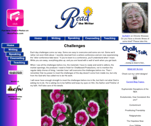 readthewriter.com: Read the Writer Main Page
Deb (Chalkbrd) is a writer, biblical counselor, speaker and teacher in Indiana.  