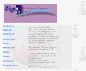 signs-etc.co.uk: Page Title
Ready to apply vinyl lettering, signs, vehicle livery and printed clothing specialist