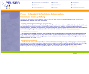 peuser.net: Peuser - Technische Dokumentation, Internet, Mediengestaltung
Technische Dokumentation, Internet und Mediengestaltung für Unternehmen im Raum Aachen