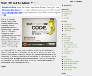 php5-tutorial.net: About PHP and this tutorial - PHP5 tutorial
A chapter about about php and this tutorial in the complete PHP tutorial using TSW WebCoder