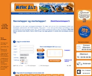 merkalt.no: Navnelapper, Merkelapper og Klistremerker for Merking av Alt!
Personlige navnelapper og merkelapper for klær og eiendeler! Navnelappene tåler vaskemaskin og oppvaskmaskin. Gratis frakt!