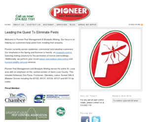 pioneerpeststl.com: Pioneer Pest Management & Mosquito Misting – Home
Blazing a trail and leaving dead mosquitoes in our path