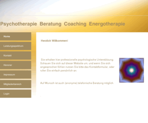 therapnosis.com: Home
Psychotherapie  Beratung  Coaching  Energotherapie, Energiearbeit, Welness, Lebensberatung, Spirituelle Lebensberatung, Meditation