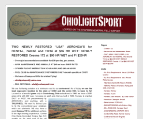 ohiolightsport.com: Ohio Light Sport    » TWO LSA AERONCA’S for RENTAL, 7AC/65 and TC/65 at $62 HR WET, Cessna 172 at $88 HR WET and FI $15HR
Aeronca, Taylorcraft, Piper Cub, LSA, Light Sport Flight training, Light Sport Aircraft Maintenance, light sport, columbus, central, ohio, learn how to fly, learn, fly, fockewulf, fabric, plane, planes, airplane, aircraft, experimental, ultralights, hangar, grass, strip, Tube and fabric restorations, Flight training, Tailwheel training, Fockewulf 190A3