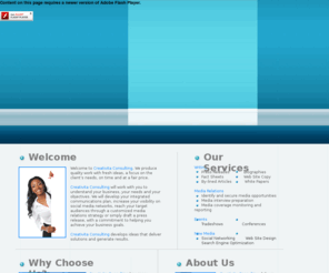 creativitaconsulting.com: Creativita Consulting | Strategic Communication Planning and Implementation
Creativita Consulting delivers written communications materials, new and traditional media relations services, tradeshow and conference support and Web site development.