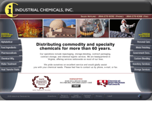 industrialchemicals.com: Industrial Chemicals, Inc.
Chemical sales, storage, inventory and custom blending in Virginia