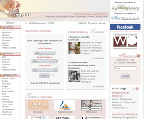 tisposo.it: Matrimonio, nozze, abiti da sposa, bomboniere :: TISPOSO.IT
TiSposo.it è il portale dedicato al matrimonio, ricco di articoli e servizi gratuiti per i futuri sposi e novità sulle ultime tendenze in fatto di nozze.