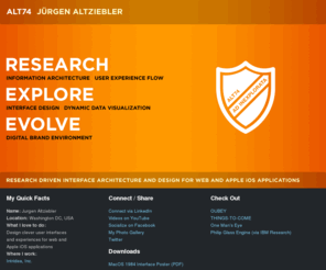 alt74.com: ALT74 - Jurgen Altziebler
Interface Architecture and Design for Web and Apple iOS Applications
