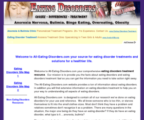 all-eating-disorders.com: Eating Disorders Treatment | Eating Disorders| Anorexia
All Eating Disorders Information Portal is designed to help you learn about all eating disorders treatments. Whether you are dealing with and eating disirder or helping someone you through tough time this site is a resource for eating disorder help.