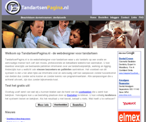 tandartsenpagina.nl: Websites en webdesigners voor tandartsen en de tandartsenpraktijk
Tandartsenpagina.nl is de webdesigner waar u als tandarts op een snelle en eenvoudige manier een eigen website kan aanmaken om uw patienten te informeren over uw praktijk, werking en ligging.