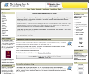 sarbanes-oxley-forum.com: Sarbanes-Oxley Act Forum
Sarbanes-Oxley Act Interactive Portal and Forum