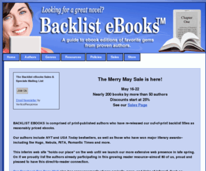backlistebooks.com: Backlist Ebooks
Backlist Ebooks: traditionally published and out-of-print books now available as reasonably priced ebooks